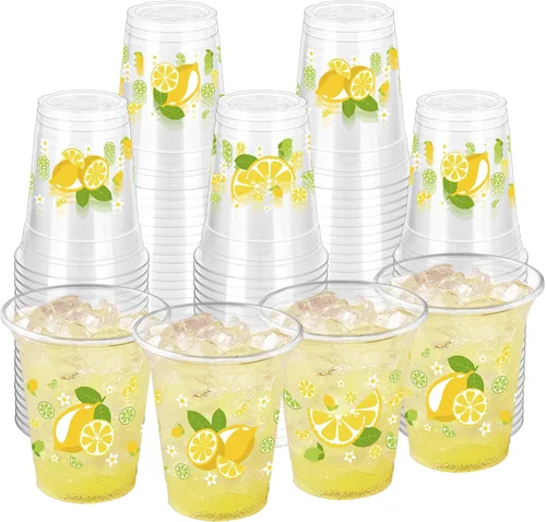 Vista 12 de 100 piezas de vasos de plástico con temática de abejas para fiesta, 12 onzas, vasos desechables de miel, vasos transparentes con lindo tema