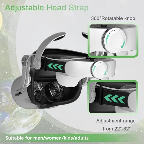 Vista 4 de Head Straps for Oculus Quest 2 with T2 Power Magnetic Connection Adjustable Elite Strap Replacement for VR Headset Enhanced Support and Reduce