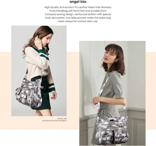 Vista 5 de Angel Kiss Monederos y bolso de mano para mujer, bolso de hombro de piel sintética suave para mujer, bolso de mano con asa superior
