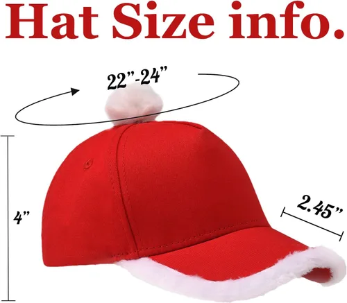 Vista 2 de Sombrero de béisbol de Papá Noel de Navidad, sombrero de disfraz de Papá Noel con pompón de piel mullida