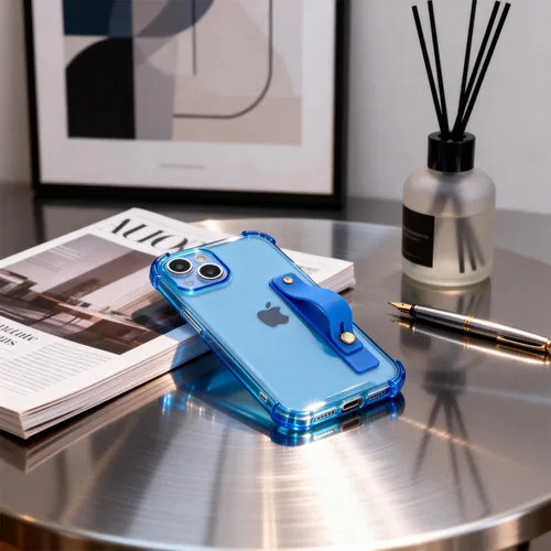 Vista 8 de Funda con correa para iPhone 15 de 6.1 pulgadas con soporte de pulsera, TPU suave y transparente protector a prueba de golpes, resistente, lazo