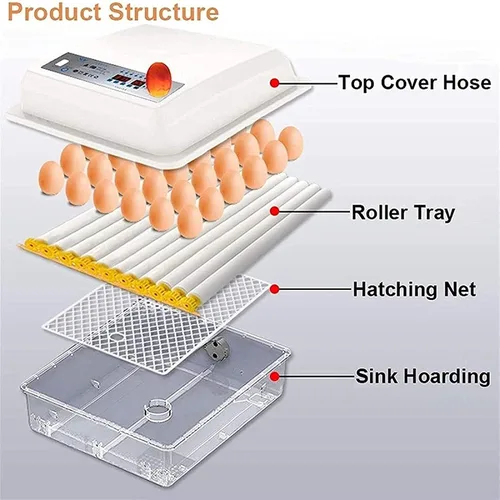 Vista 2 de Incubadora de huevos con capacidad para 120 huevos LED de giro automático de huevos y control de temperatura, ventilación automática, incubadoras
