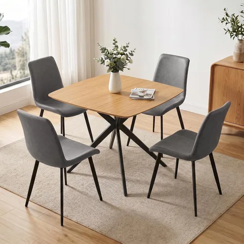 Vista 16 de HIPIHOM Oak Dining Table for Small Spaces, Solid Wood Kitchen Table for 2-4