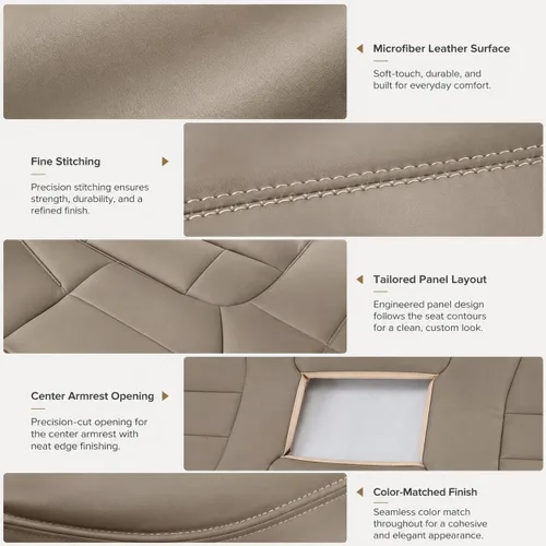 Vista 7 de GXARTS Funda de asiento de repuesto de cuero para asiento trasero inferior de color marrón compatible con Ford Excursion 2002-2005 compatible