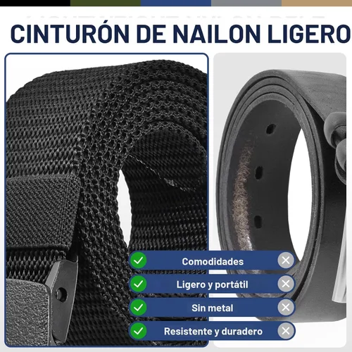 Vista 3 de UNGGJKB Cinturones tácticos de nailon para hombre, paquete de 5 cinturones casuales de lona militar para exteriores, cinturones sin metal