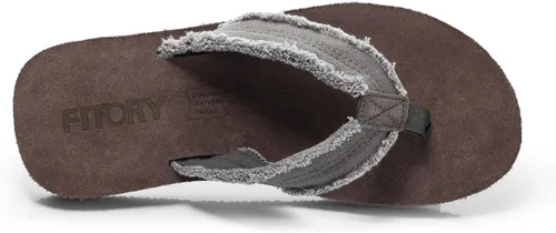Vista 3 de FITORY Sandalias de cuero para hombre, sandalias de tanga cómodas para la playa