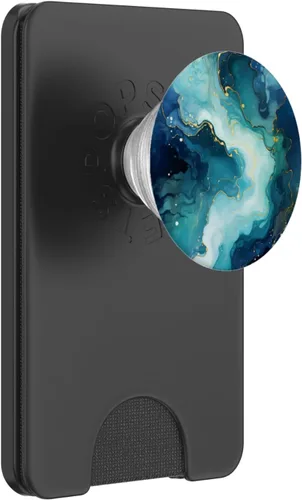 Vista 7 de PopSockets estándar PopGrip con piedra gemóloga calcedonia azul de ágata de hielo