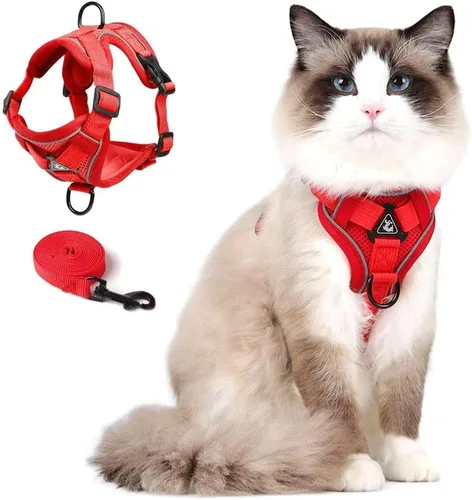 Vista 16 de Skmeditec Juego de arnés y correa para gato: chaleco a prueba de fugas mejorado con correa para gatos grandes, perros pequeños y cachorros, chaqueta