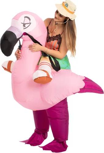Vista 5 de Spooktacular Creations Inflatable Costume for Adult, Flamingo Air Blow Up Costume, Ride-on a Flamingo