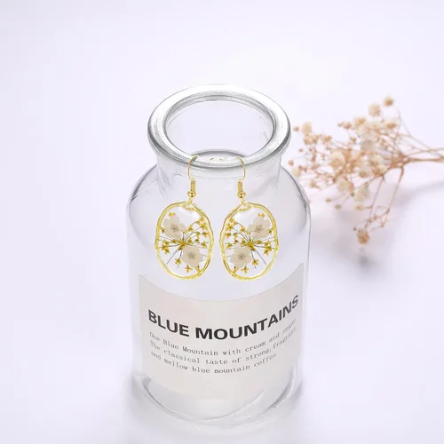 Vista 46 de Forget-Me-Not and Queen Anne's Lace Pressed Wildflower Earrings Pressed Flower Earrings Handmade Drop and Dangle Earrings Gift for Woman