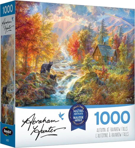 Vista 5 de RoseArt - Abraham Hunter - Otoño en Rainbow Falls - Rompecabezas de 1000 piezas para adultos