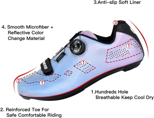 Vista 3 de Darevie Zapatos de ciclismo de carretera transpirables para hombre, zapatos de bloqueo automático para hombre, zapatos de bicicleta Delta, zapatos
