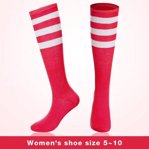 Vista 2 de Hercicy 12 pares de calcetines de tubo para mujer, calcetines coloridos hasta la rodilla, calcetines deportivos a rayas, atléticos, sóftbol, fútbol