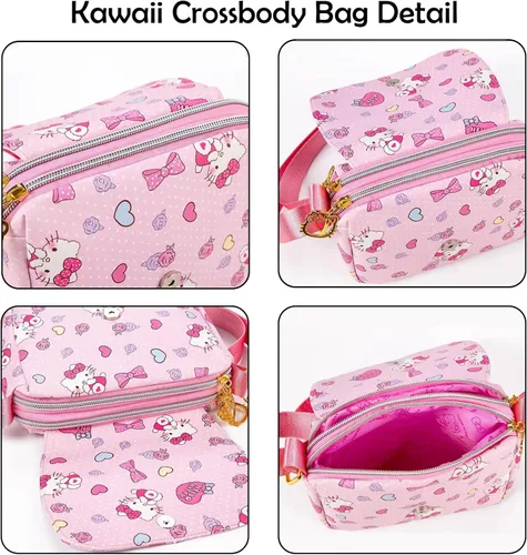 Vista 6 de Holymid Kitty Crossbody Bag with Shoulder Strap&Mirror, Handbag Wallet Purse Coin Pouch