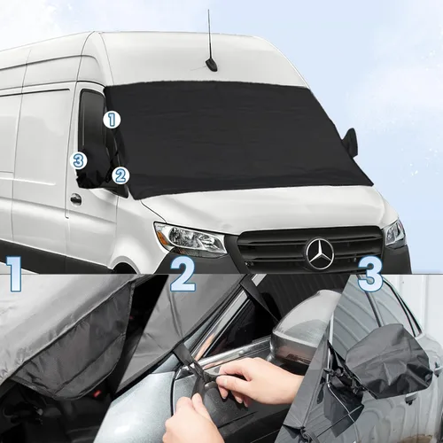 Vista 6 de Cubierta de Parabrisas para Hielo y Nieve Compatible con Mercedes-Benz Sprinter 2007-2024 2025 2026 Impermeable Cubierta de Parabrisas Resistente al