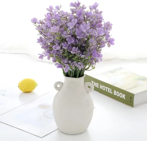 Vista 5 de Myosotis Flores artificiales de plástico, ramos de imitación de plástico que no te olvides, decoración del hogar, centro de mesa, decoración