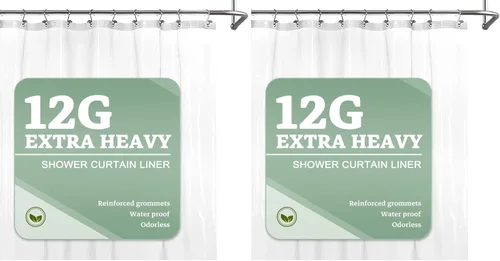 Vista 80 de Barossa Design - Forro de cortina estrecho de PEVA para ducha, con 3 imanes, impermeable, para cabina de baño pequeña, sin PVC, ojales metálicos