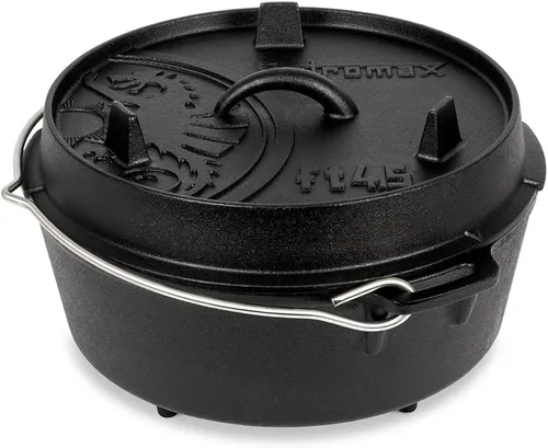 Vista 10 de Petromax Horno holandés de hierro fundido para cocinar u hornear al aire libre sobre una fogata o en la cocina del hogar, los utensilios de cocina