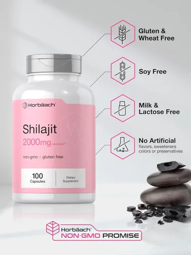 Vista 5 de Horbaach Shilajit para mujer 100 cápsulas Suplemento sin OMG, sin gluten
