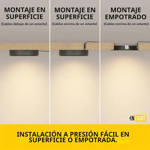 Vista 2 de GETINLIGHT Kit de luz LED de disco de 2.5 pulgadas, paquete de 3, enchufable, 3000K, bronce