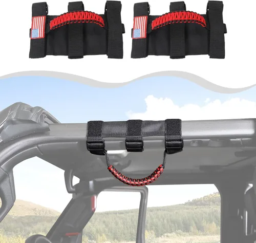 Vista 8 de Asas de agarre para Jeep Wrangler JK JL JT YJ TJ 1992-2023 Accesorios interiores (2 unidades, con patrón de bandera de Estados Unidos, Oxford) Verde