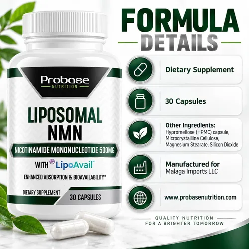 Vista 6 de Probase Nutrition NMN liposomal 500 mg, 30 cápsulas