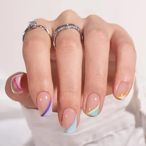 Vista 53 de BTArtbox Uñas Postizas Blancas Cortas a Presión - Uñas Postizas de Gel Suave en Forma de Almendra, Uñas Blancas con Pegamento para Uñas, Uñas