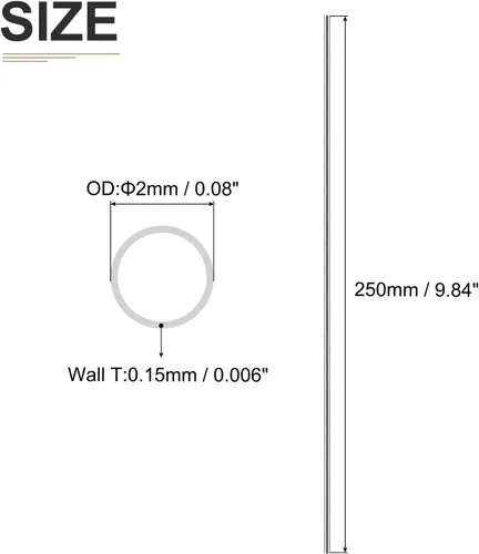 Vista 2 de DTGN Tubo de acero inoxidable 304 de 0.079 in x 0.006 in x 9.843 in (ODxWall TxL) - Paquete de 4 - Bueno para equipos de maquinaria - Tubería