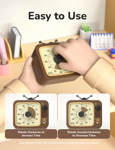 Vista 5 de LIORQUE Temporizador Visual para Niños con Función de Pausa, Temporizadores de Cuenta Regresiva de 60 Minutos para Aula, Oficina, Cocina