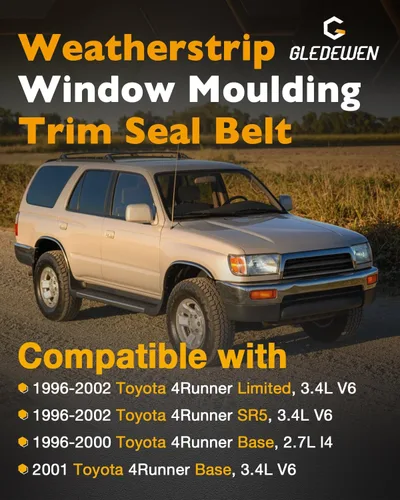 Vista 3 de Cinta de sellado para ventana, compatible con Toyota 4Runner de 4 puertas 1996-2002, juego de cinturón de sellado de moldura de ventana