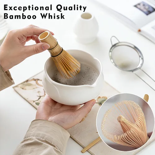 Vista 4 de Juego de batidor de matcha blanco, kit de matcha de cerámica para principiantes y amantes del té