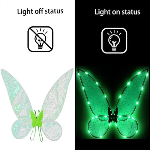Vista 2 de Oprtuisi Adult Fairy Wings, Shiny Transparent Princess Wings, Angel Wings Sutable for Halloween Costume Dress Up