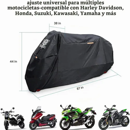 Vista 6 de XYZCTEM - Funda para motocicleta - Bolsa de almacenamiento impermeable para exteriores, hecha de material resistente, se adapta hasta 87 pulgadas