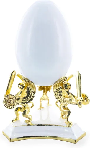 Vista 2 de BestPysanky Soporte para huevo de metal en tono dorado imperial