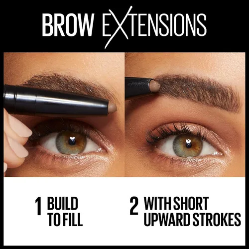 Vista 4 de Maybelline Brow Extensions - Crayón de pomada con fibras, maquillaje en lápiz para cejas, maquillaje de ojos, acabado mate suave, para cejas más 248