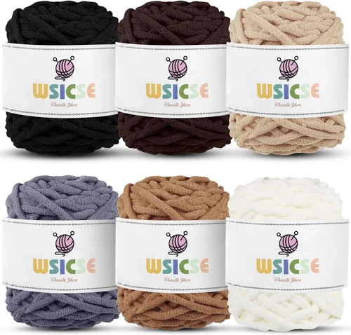 Vista 9 de WSICSE Hilo esponjoso de chenilla, 6 unidades, hilo grueso y suave para Multicolor