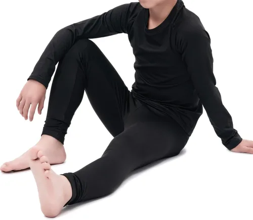Vista 4 de DEVOROPA 1, 2 conjuntos de ropa interior térmica para niños y jóvenes, con forro polar, capa base elástica, pantalones largos para deportes