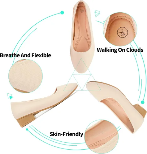 Vista 5 de ALTOCIS Zapatos de tacón grueso de bloque bajo para mujer, elegantes zapatos cerrados con punta redonda y plataforma baja para oficina