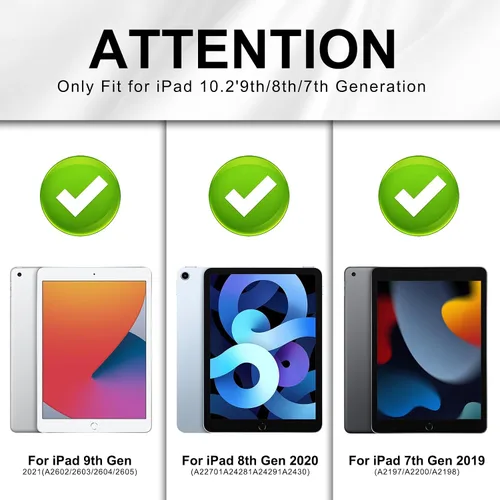 Vista 2 de Funda para iPad de 9ª/8ª/7ª generación para iPad de 10.2 pulgadas con función atril y 2 ángulos con soporte integrado para niños, a prueba