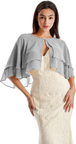 Vista 5 de Soft Chiffon Shawls and Wraps for Evening Dresses Sheer Wedding Shawl Wrap Scarves for Bridal Capelets Cape Cover Up