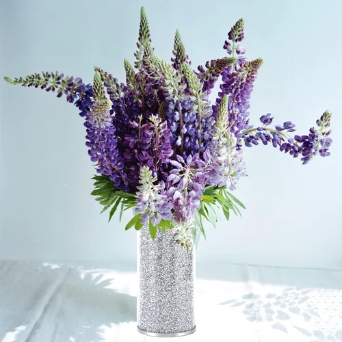 Vista 6 de Jarrón de cristal de cristal, 10 pulgadas de alto, lujoso jarrón de flores grandes de diamante triturado plateado, para decoración del hogar, sala