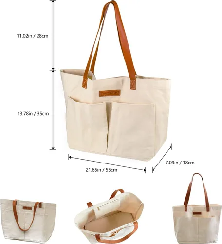 Vista 4 de Berry&Bird Bolsa de herramientas de jardín, bolsa de jardín de lona con bolsillos, bolsa de almacenamiento de herramientas multiusos resistente al