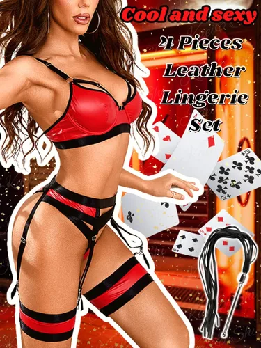 Vista 85 de Kaei&Shi - Lencería con liguero para mujer, conjunto de encaje traslúcido y sexy de 4 piezas combinadas