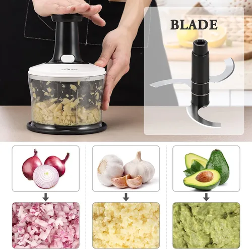 Vista 2 de Smile mom Picador de verduras, picador de alimentos, prensa rápida a mano, cortador de alimentos profesional, fácil de picar verduras, frutas