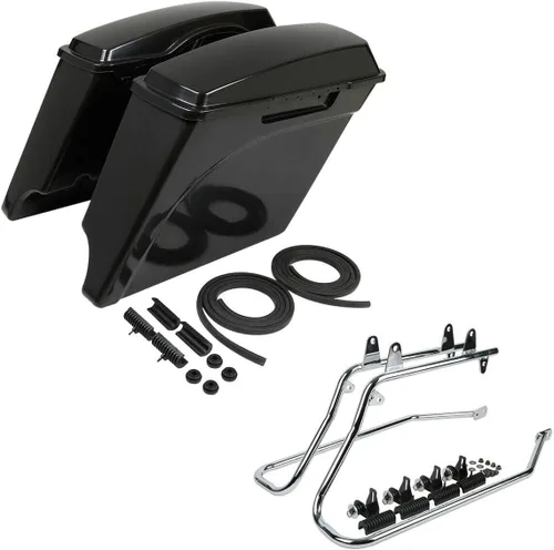 Vista 13 de Kit de soporte de conversión para alforjas extendidas de 4" TCMT, compatible con Harley Heritage Softail Fatboy FLSTF Breakout 1984-2017, negro