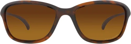 Vista 3 de Oakley Lentes de sol para mujer, marco de tortuga marrón mate, lentes polarizadas degradadas marrones, 2.323in