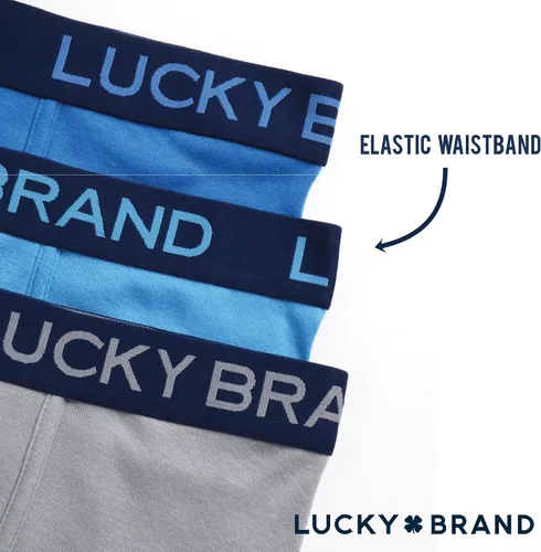 Vista 5 de Lucky Brand Mens Boxer Briefs - 3 Pack Cotton Underwear For Men, 5" Inseam Aleación/Super Sonic/Azul Azure