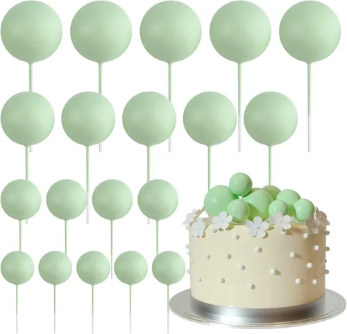 Vista 26 de ASTARON 20 piezas de decoración de bolas para pastel, mini globos, decoraciones de pastel, palos, bolas negras, decoraciones de pastel