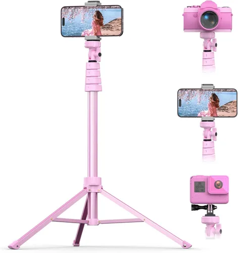 Vista 10 de UBeesize Trípode de teléfono de 62 pulgadas y palo para selfies, trípode para cámara con control remoto inalámbrico y soporte para teléfono