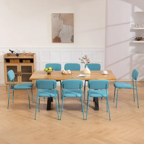 Vista 9 de Sidanli Juego de 4 sillas apilables para sala de espera, tapizadas sin brazos, con cojín cómodo para conferencias, recepción, sala de descanso, Azul